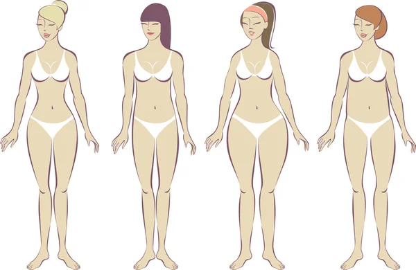 Set of female body types — Stockvector