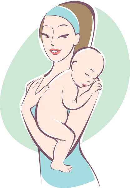 赤ん坊を持つ母親 — ストックベクタ