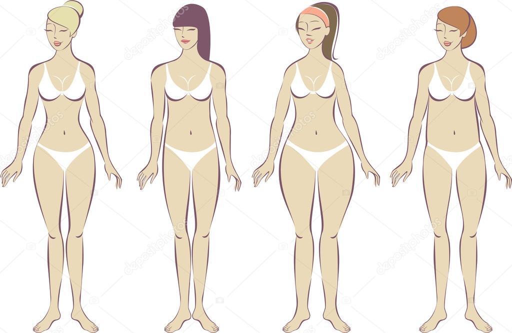 Типы форм. Формы женского тела. Комплекции женских фигур. Форма тел. Типы женских бедер.