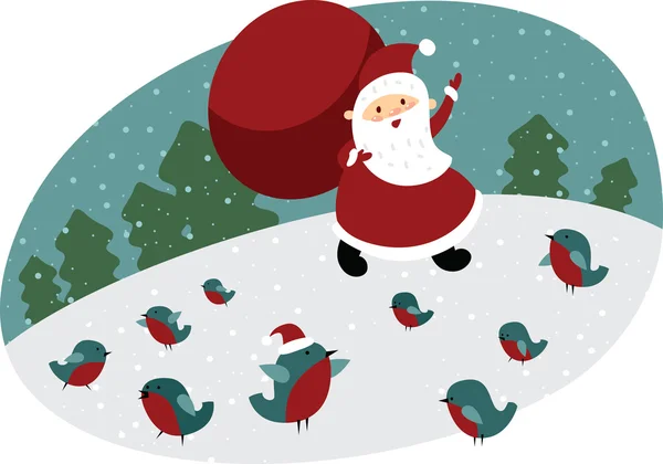 Jul seamless mönster med domherre fåglar — Stock vektor