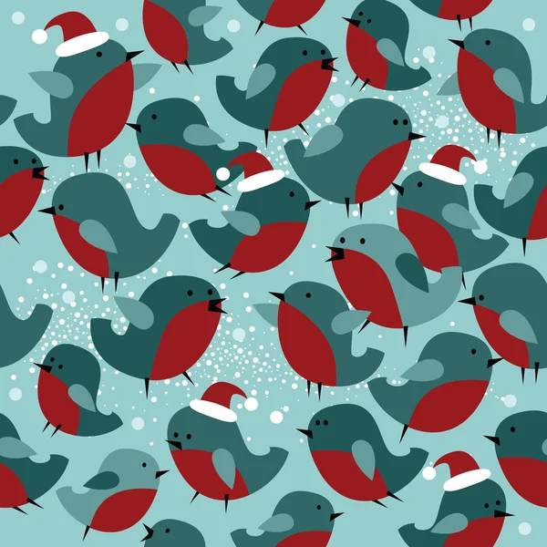 Christmas seamless pattern with Bullfinch birds — Stock Vector