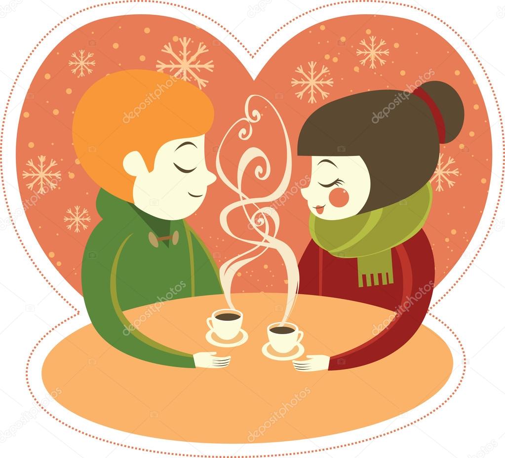 Young couple enjoying coffee together