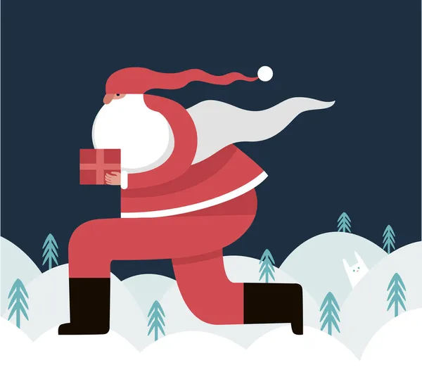 Santa Claus Character Running Holding Box Christmas Present Flat Vector Royalty Free Stock Illustrations