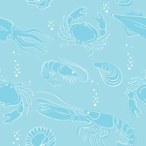 海鲜套餐对虾蟹龙虾虾壳虾 海洋粮食市场病媒无缝模式 — 图库矢量图片