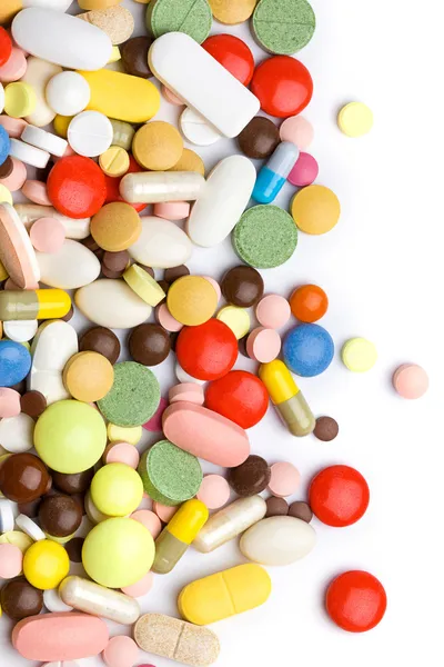 Colored pills, tablets and capsules — Stock Photo, Image