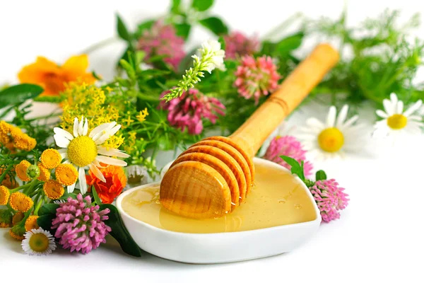 Flowers and honey — Stock Photo, Image