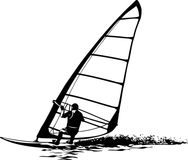 Silhouette de la planche à voile — Image vectorielle