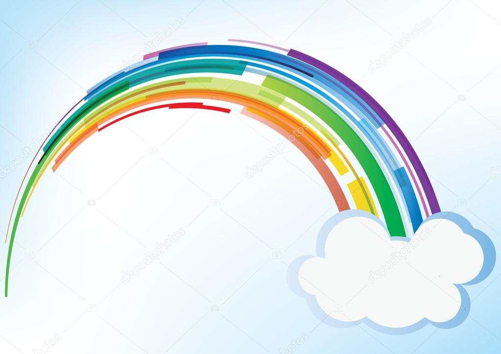 Vector rainbow with cloud