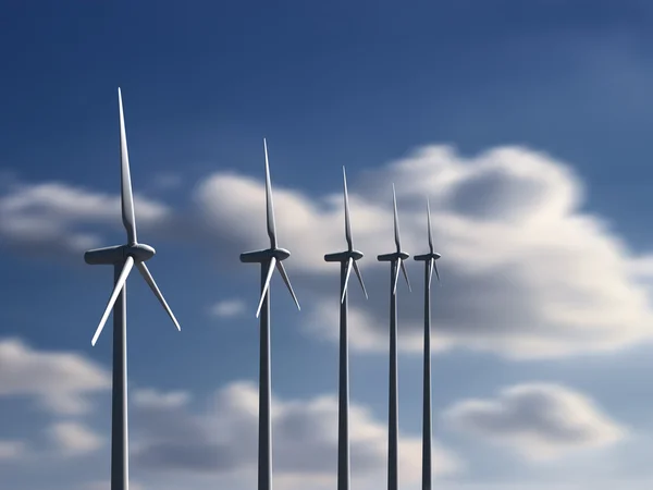 Wind turbines with sky and clouds on background — Stock Photo, Image