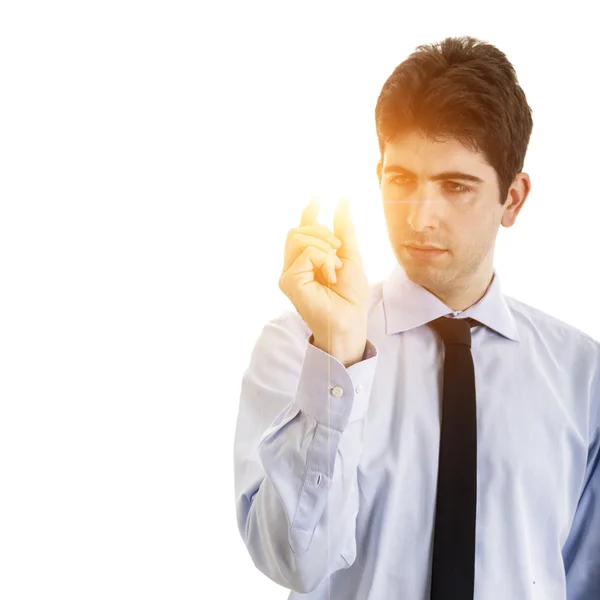 Young Businessman with shining light — Stock Photo, Image