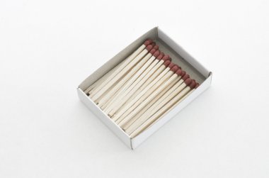 beyaz zemin üzerine kibrit çöpü kutusunu