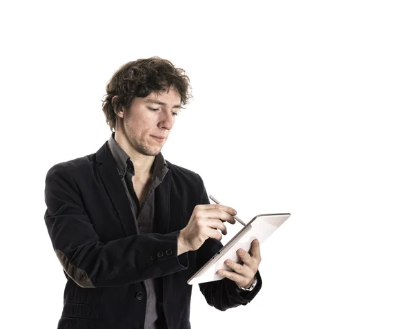 Jonge zakenman met Tablet PC — Stockfoto