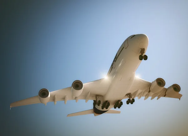 Airplane taking off at Dawn — Stock Photo, Image