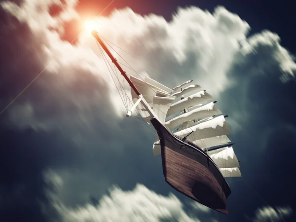 Galleon floating on Clouds — Stock Photo, Image