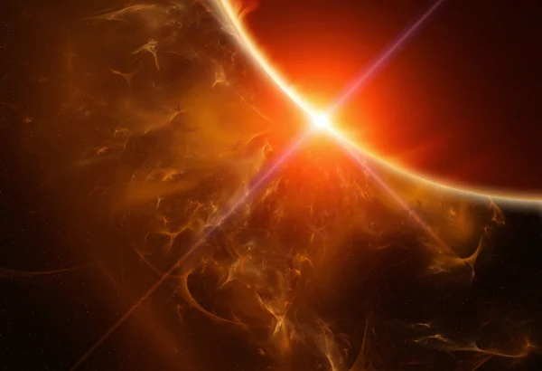 Gaz gezegen ile yükselen yıldızı ve arka plan üzerinde Bulutsusu Stok Fotoğraf
