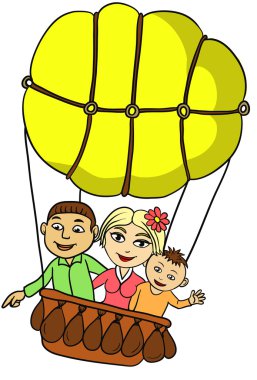 mutlu bir aile bir balon