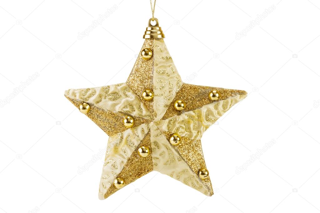Golden Cristmas star, isolated on white