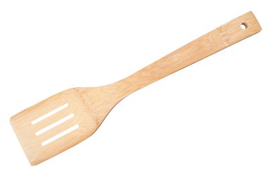 Beyaz arka plan üzerinde izole mutfak tahta spatula