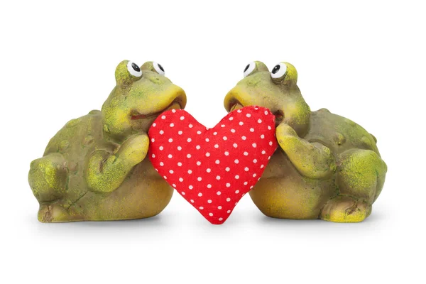 Cute happy Frogs in love with heart — Stock Photo, Image