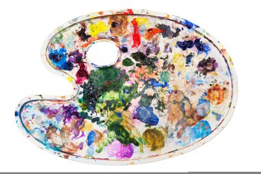 ressam paleti, üzerinde beyaz izole