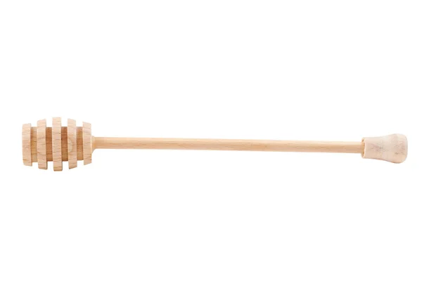 Wooden honey dipper, isolated on white — Stock Photo, Image