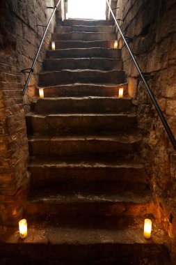 Spooky stone stairs in old castle clipart