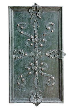 part of decorated door with wrought iron clipart