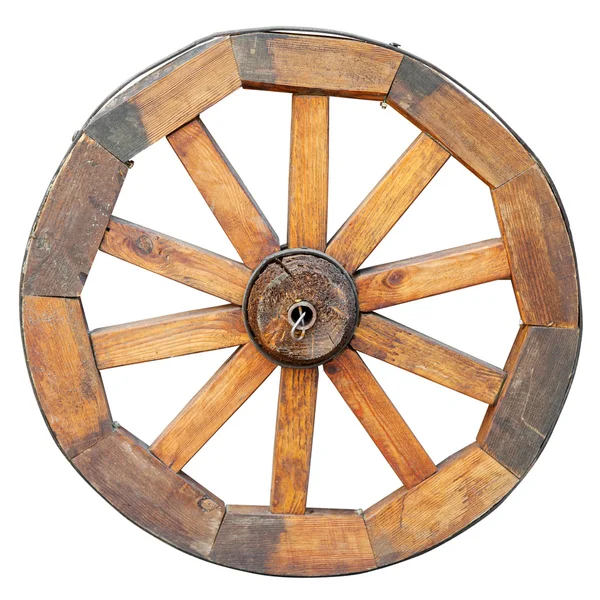Wooden wheel, isolated on white Stock Picture