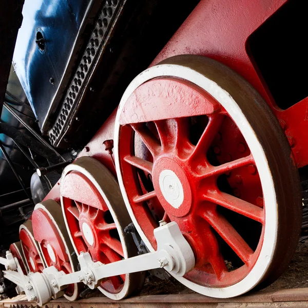 Steam locomotive wheels close up — Stock Photo, Image