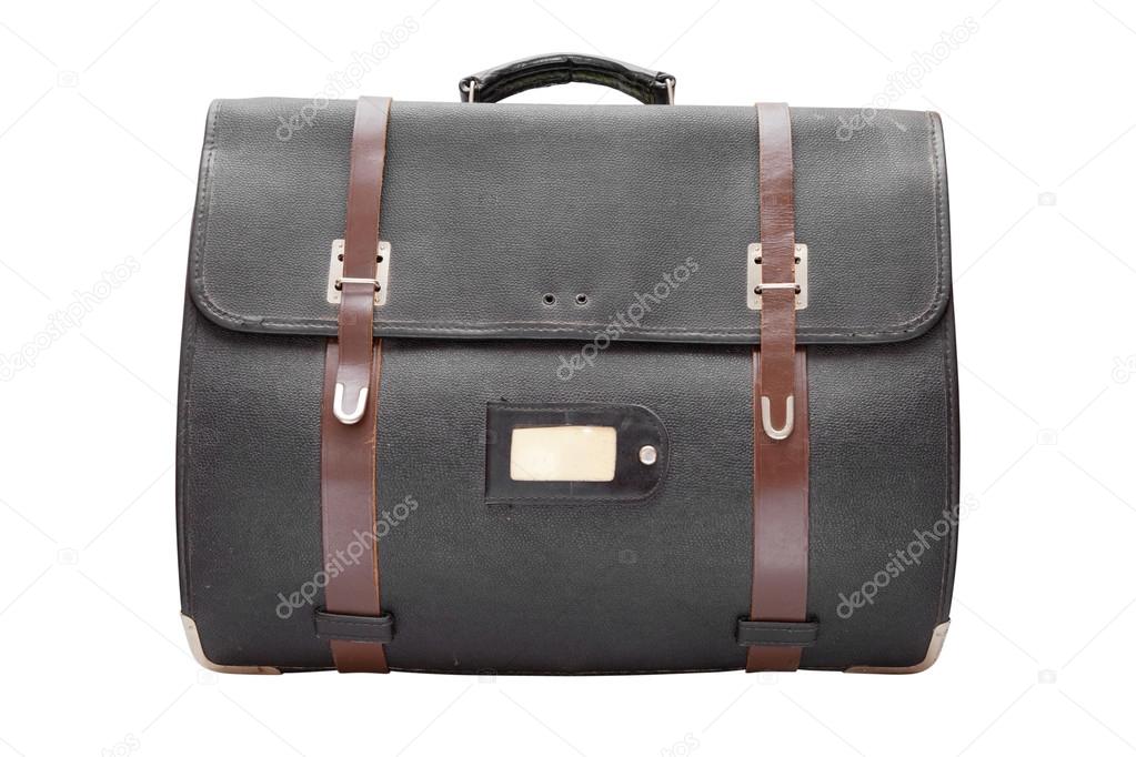 retro leather satchel bag,isolated on white