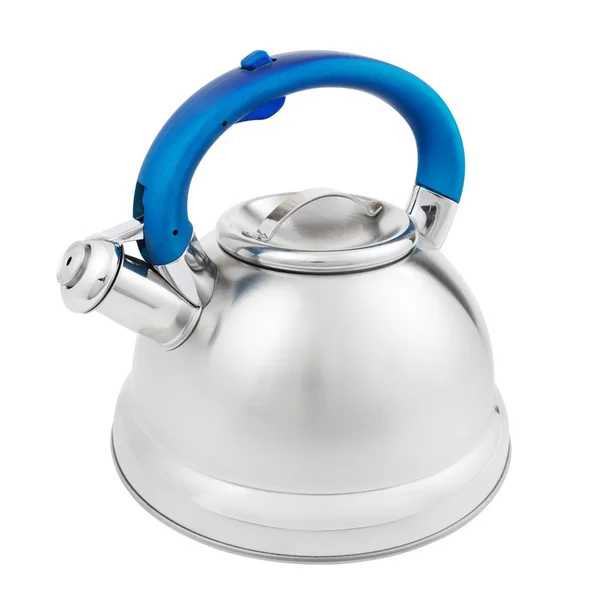 Stainless tea kettle with whistle isolated on white background — Stock Photo, Image