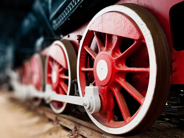 Roues de locomotive à vapeur fermer — Photo