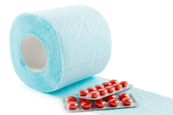 Toilet paper and pills — Stock Photo, Image