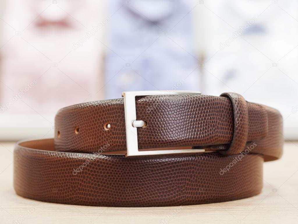 Men Leather Belt with Silver Buckle