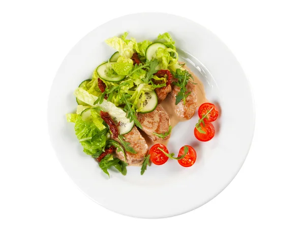 Rostat fläsk biff med sallad — Stockfoto