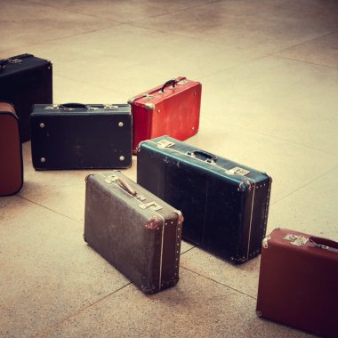 Group of vintage suitcase clipart