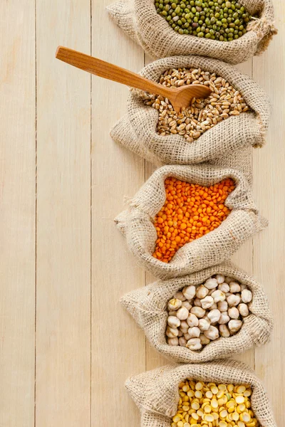 Hessian bags with grains — Stock Photo, Image