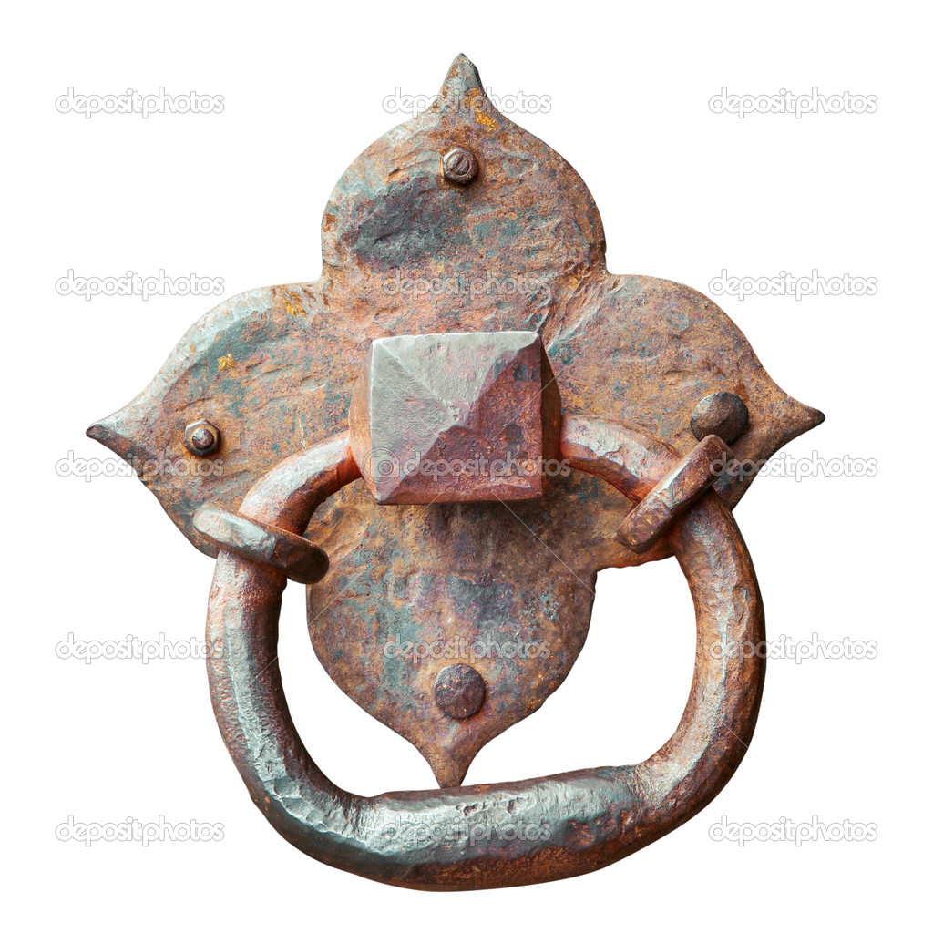 Door knocker, ancient handle, isolated