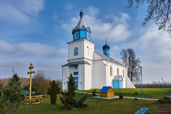 Starý Starobylý Ortodoxní Kostel Přímluvy Panny Marie Vesnici Bukhoviči Brestská — Stock fotografie