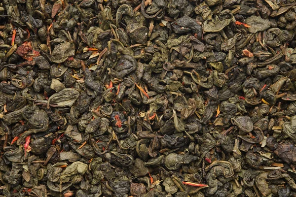 Green Gunpowder Tea Texture Dry Green Tea Leaves Background Green —  Fotos de Stock