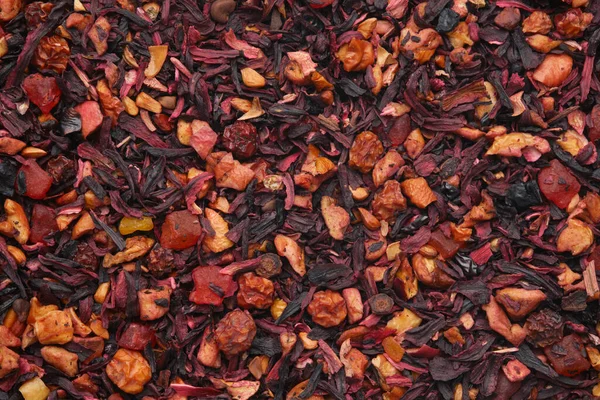 Φόντο Από Φυσικό Τσάι Φρούτων Πέταλα Ιβίσκου Φέτες Φρούτων Και — Φωτογραφία Αρχείου