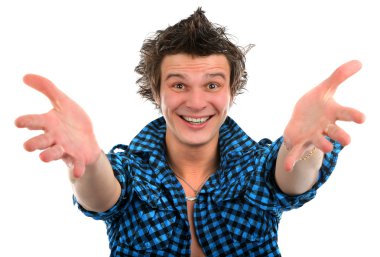 izole mutlu bir genç adam arka plan portresi