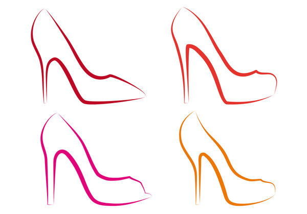 Обувь на высоком каблуке, векторный набор
