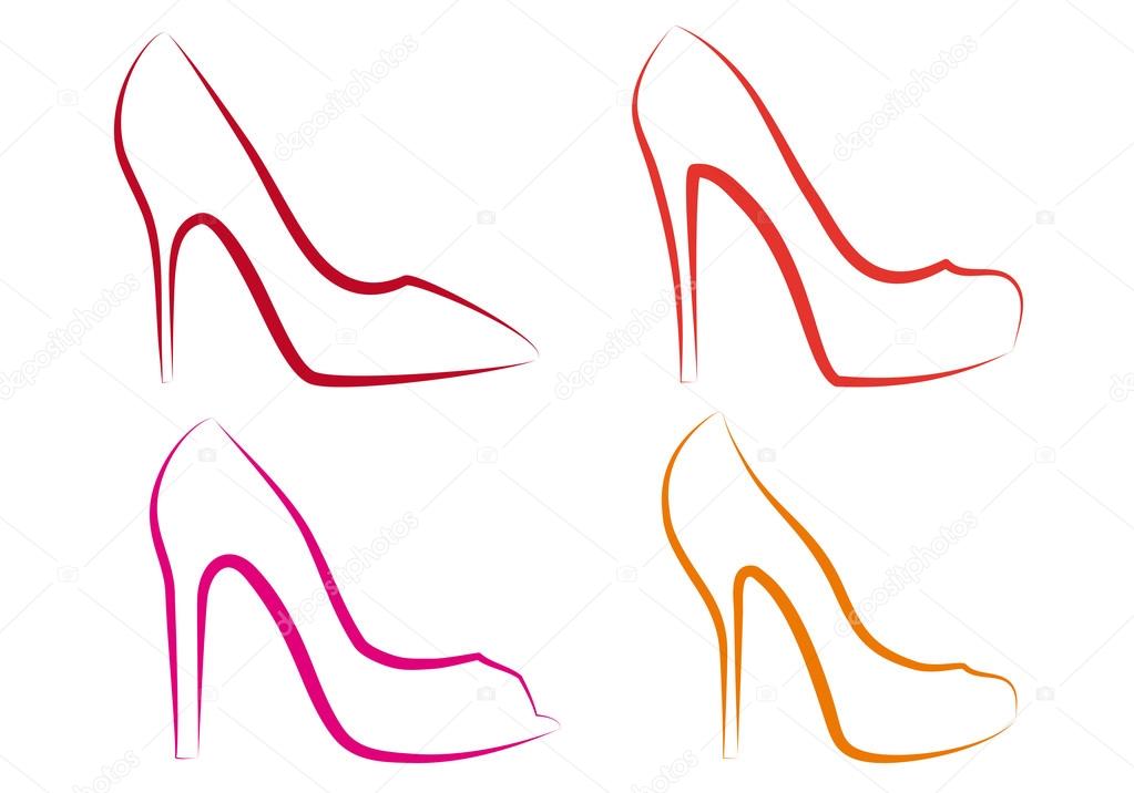 High heel shoes, vector set