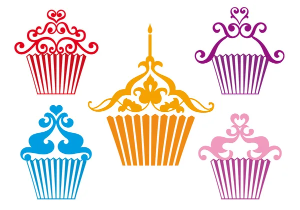 Set van cupcake ontwerpen, vector — Stockvector