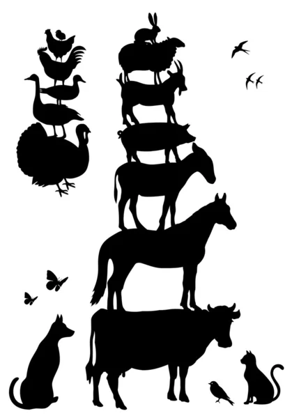Farm animals, vector set — Stock Vector