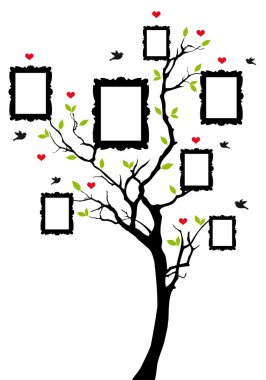 Family tree with frames, vector