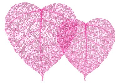 Red heart leaves, vector clipart