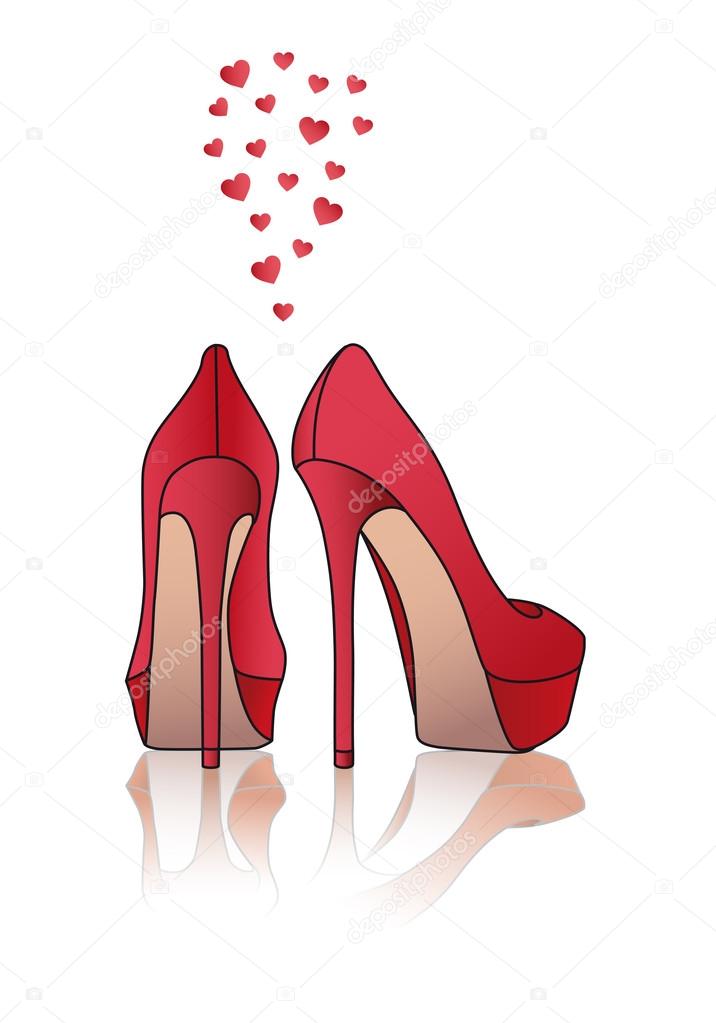 Red high heel shoes, vector