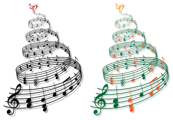 Árbol con notas musicales, vector — Vector de stock